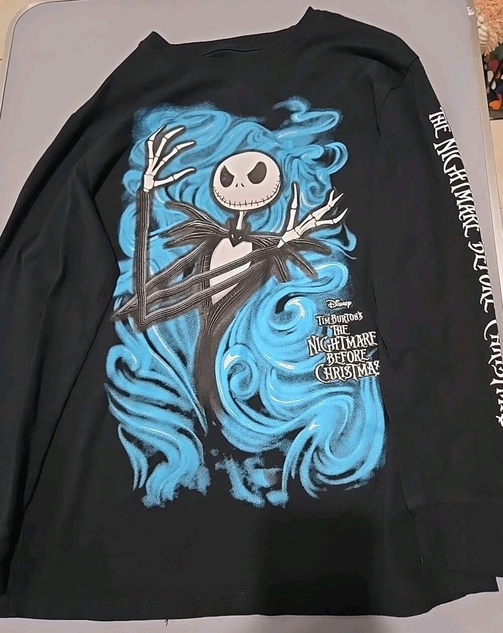 Disney Nightmare Before Christmas Jack Skellington Long Sleeve Shirt M Black
